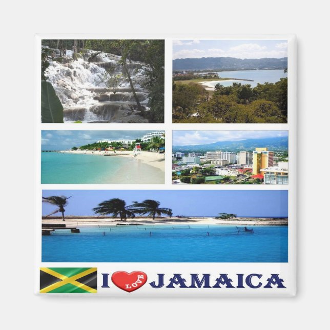 Imã zJM003 JAMAICA I Love, Mosaic, America, Fridge (Frente)
