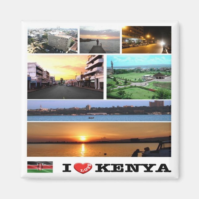 Imã zKE010 KENYA I Love, Mosaic, Africa, Fridge (Frente)