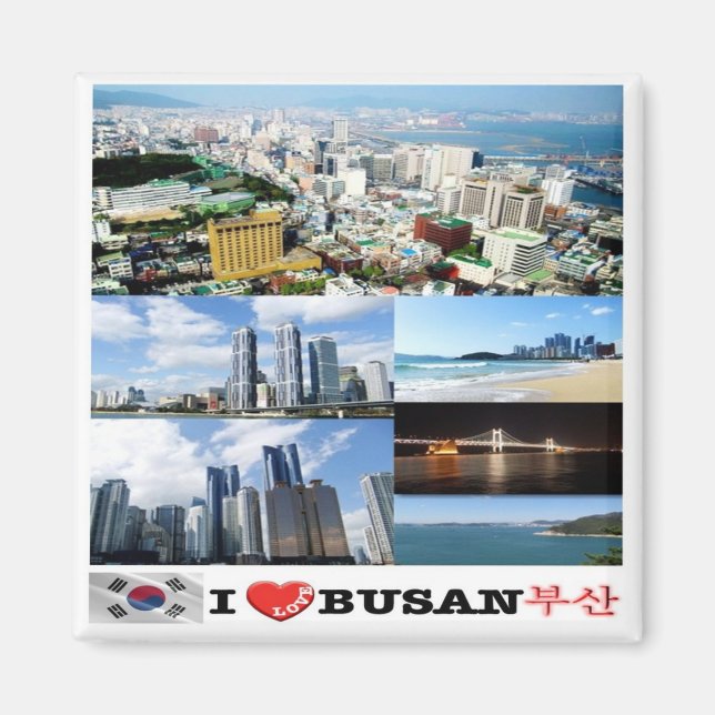 Imã zKR012 eu amo BUSAN, Coreia do Sul, Ásia, Fridge (Frente)