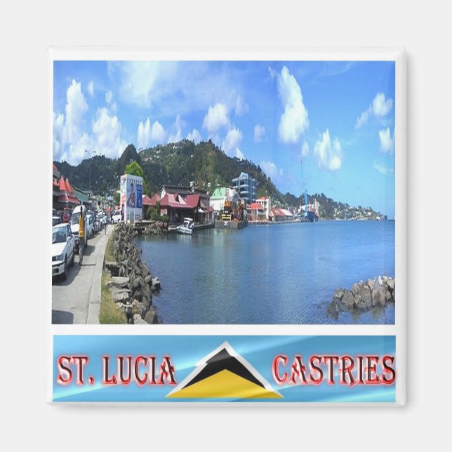 Imã zLC008 CASTRIES, Harbour, Santo Lúcia, Fridge (Frente)
