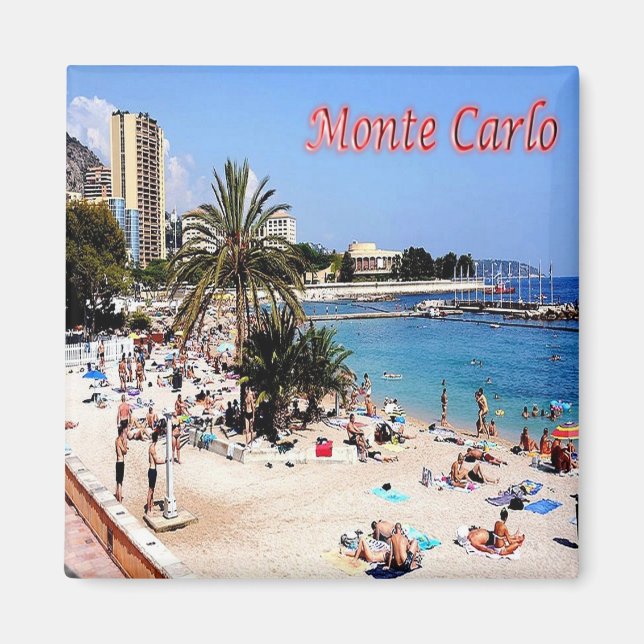 Imã zMC017 MONTE CARLO, PLAGE, Mônaco, Fridge (Frente)