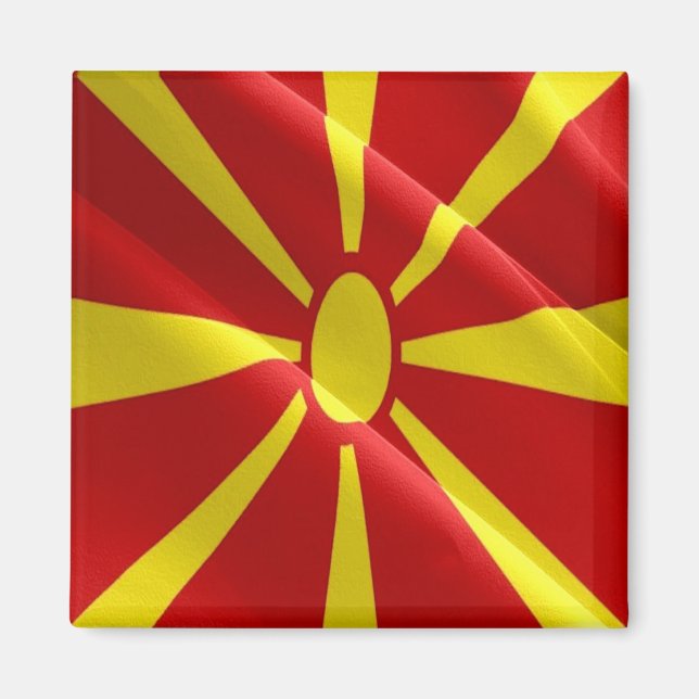 Imã zMK002 NORTH MACEDONIAN acenando FLAG Macedônia, (Frente)