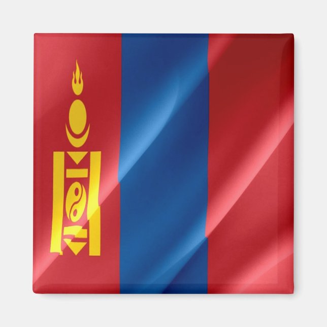 Imã zMN002 acenando bandeira da Mongólia Mongólia,  (Frente)
