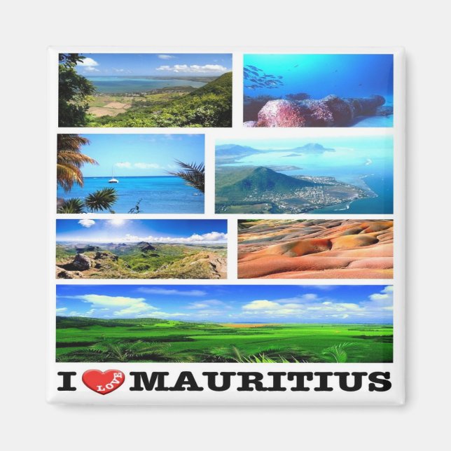 Imã zMU021 MAURITIUS I Love, Mosaic, Africa, Fridge (Frente)