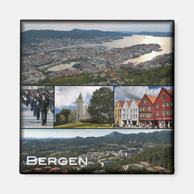 Imã zNO043 BERGEN, Noruega, Europa, frigorífico (Frente)