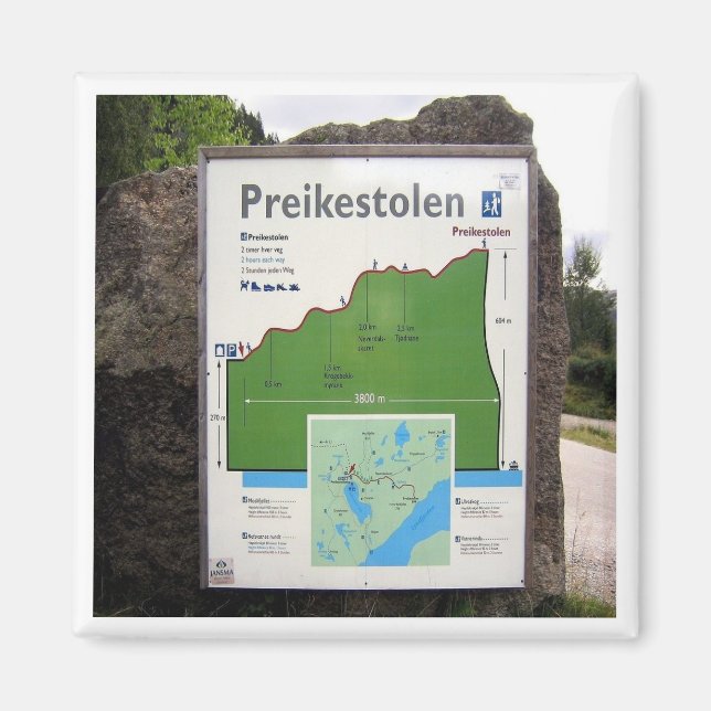Imã zNO098 PREIKESTOLEN TRAIL MAP Lysefjorden, Noruega (Frente)