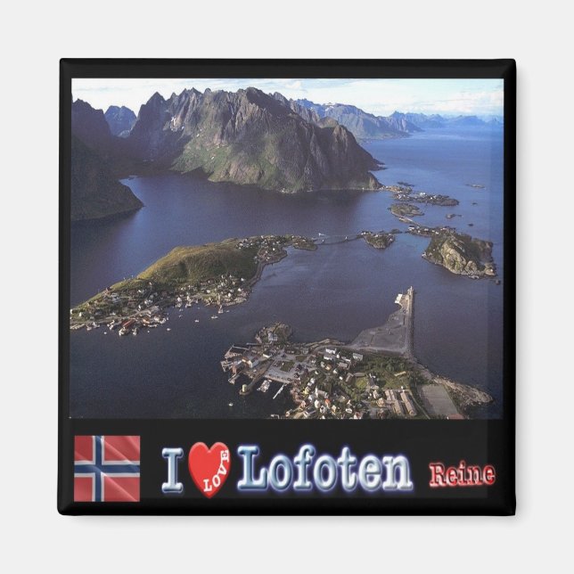 Imã zNO132 REINE "I Love", Lofoten, Noruega, Fridge (Frente)