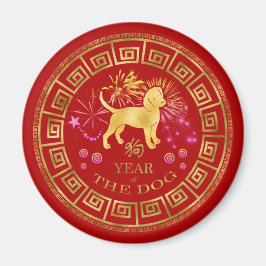 Imã Zodiac Dog Red/Dourado ID542 chinês