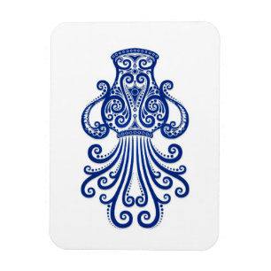 Ímã Zodiac Intricate Blue Aquarius em Branco