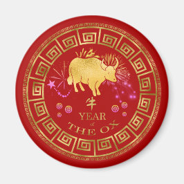 Imã Zodiac Ox Red/Dourado ID542 chinês