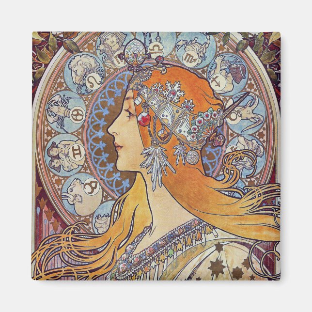 Imã Zodiac por Alphonse Mucha (Frente)