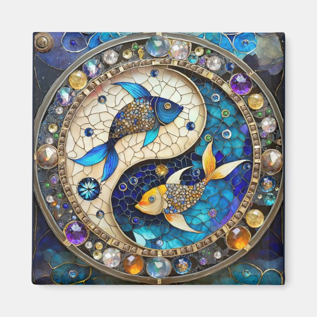 Imã Zodíaco - Peixes Yin e Yang (Frente)