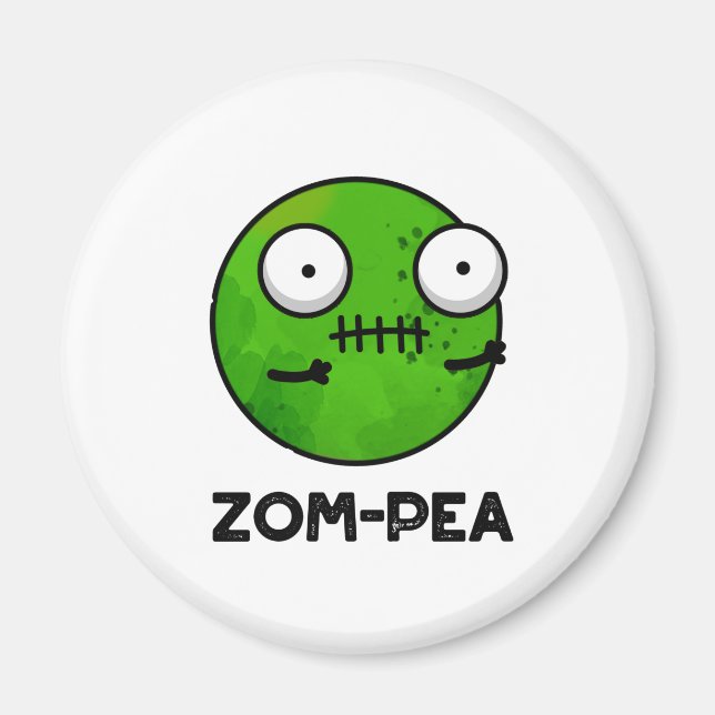 Imã Zom-pea Dia de as Bruxas engraçado Zombie Pea Pun (Frente)