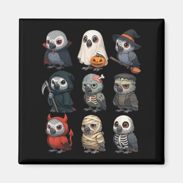 Imã Zombie Halloween Costu, bruxa-pássaro africano do  (Frente)