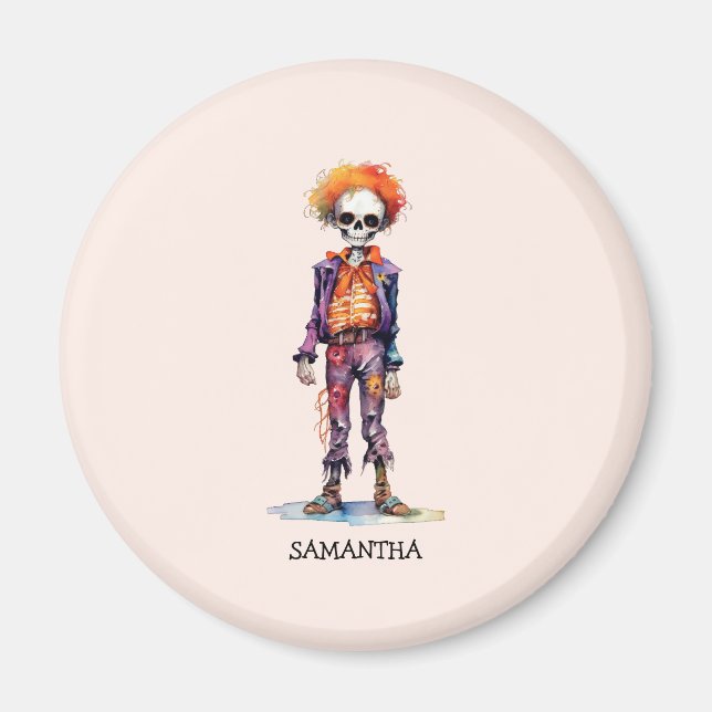 Imã Zombie Halloween, Criança Cuta Personalizada (6) (Frente)