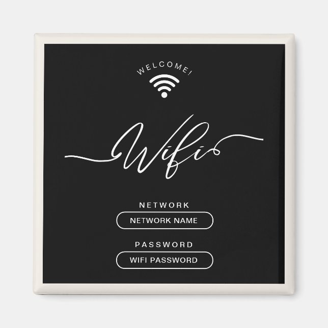 Imã Zona Wifi Simples Preta e bege (Frente)