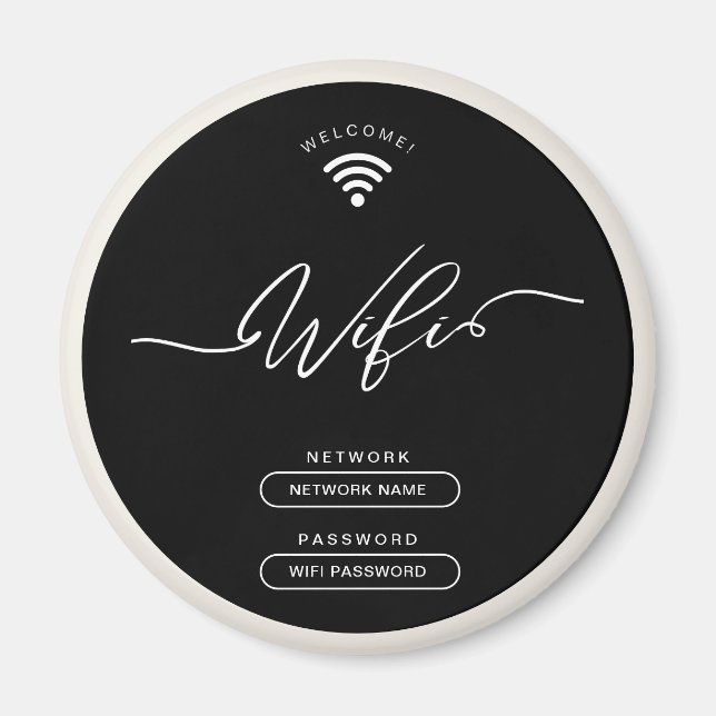 Imã Zona Wifi Simples Preta e bege (Frente)
