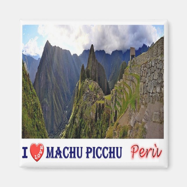 Imã zPE027 MACHU PICCHU I Love, Mosaic, Peru, Fridge (Frente)
