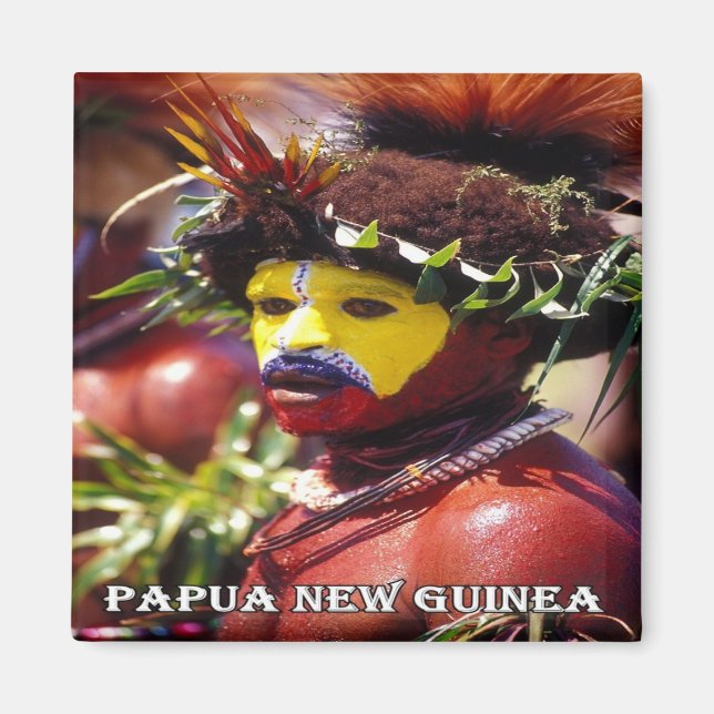 Imã zPG008 HULI WIGMAN, Papua-Nova Guiné, frigorífico (Frente)
