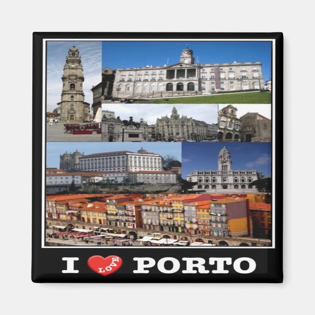 Imã zPT012 PORTO "I Love", Portugal, Europa, Fridge (Frente)