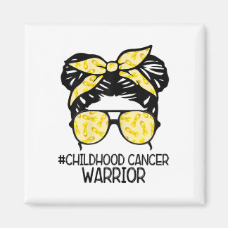 Imã Zqxj Messy Bun Yellow Ribbon Childhood Cancer Warr