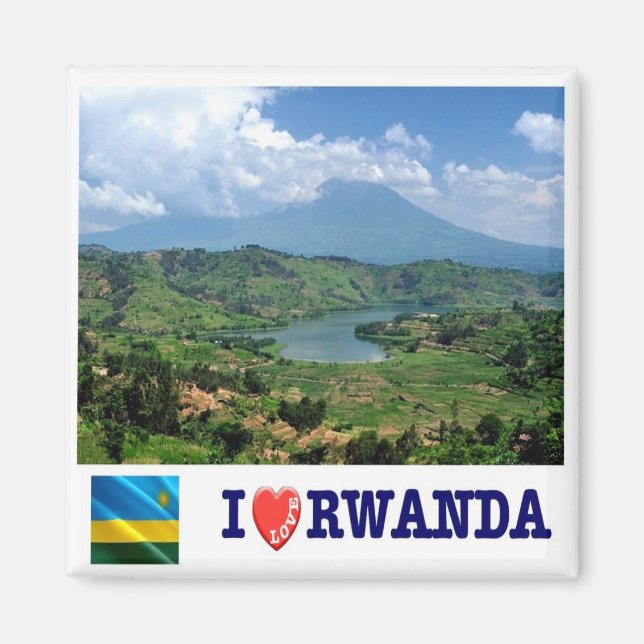 Imã zRW007 RWANDA, I Love, Virunga Mountain, Fridge (Frente)