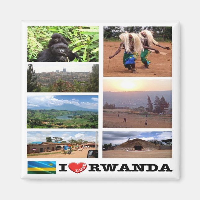 Imã zRW011 RWANDA I Love, Mosaic, Africa, Fridge (Frente)