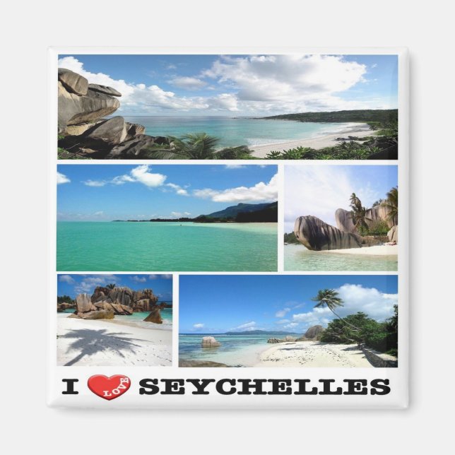 Imã zSC013 SEYCHELLES I Love, Mosaic, Africa, Fridge (Frente)