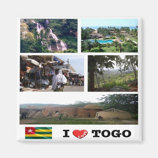 Imã zTG009 TOGO I Love, Mosaic, Africa, Fridge (Frente)