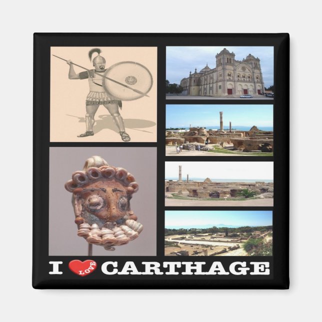 Imã zTN016 CARTHAGE I Love, Mosaic, Tunísia, Fridge (Frente)