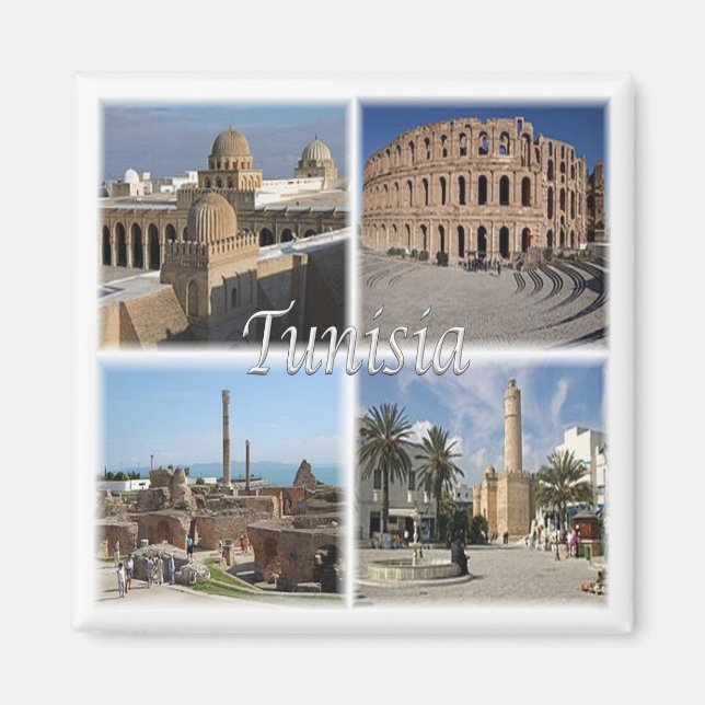 Imã zTN018 TUNÍSIA, Mosaico, África, geladeira (Frente)