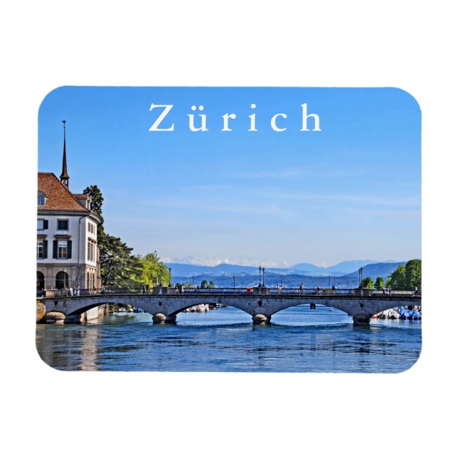 Ímã Zurique. Limmat. Prefeitura e Ponte. (Horizontal)