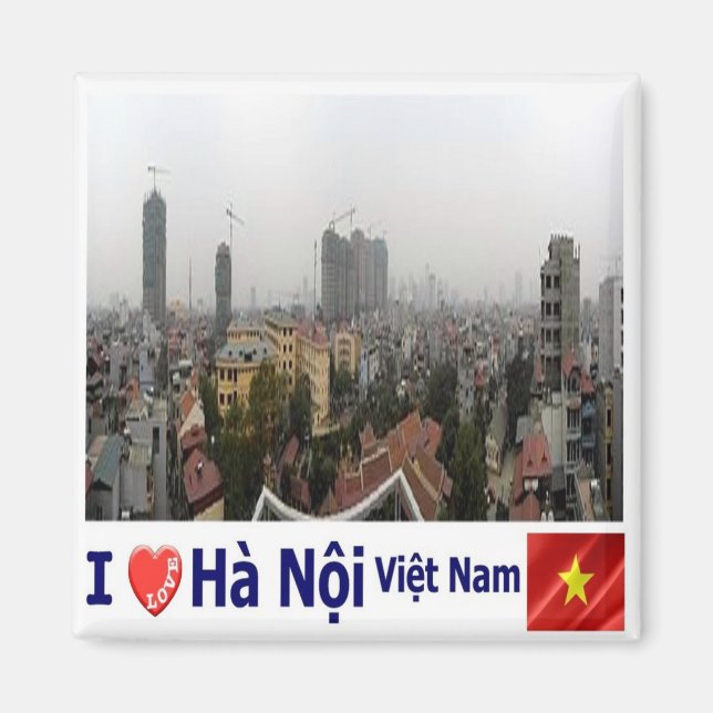 Imã zVN008 HANOI I Love, Vietnam, Skyline, Fridge (Frente)