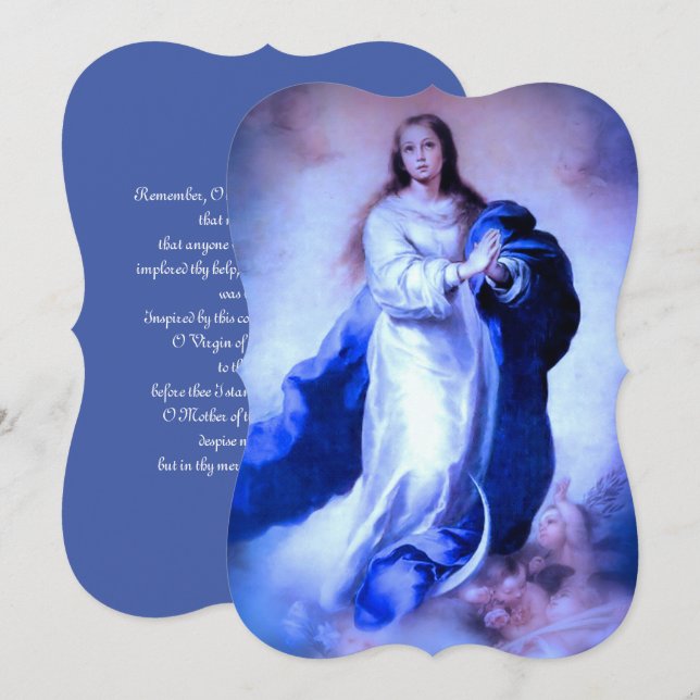 Imaculada Conceição Azul com Memorare (Frente/Verso)