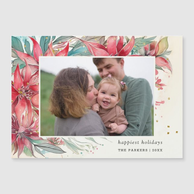 Imagem Botânica Elegante Chic Watercolor Poinsetti (Frente)