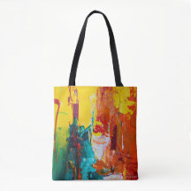 Imagem colorida abstrata em bolsa tote