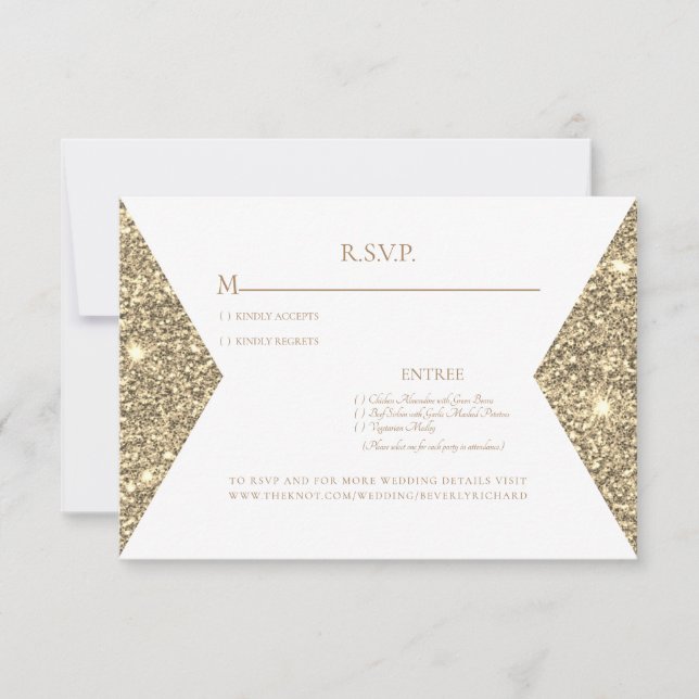 Imagem com Brilho Dourado & RSVP de Casamento Mode (Frente)