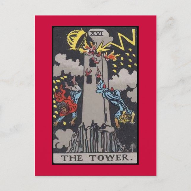 Imagem de cartão de Tarot da torre (Frente)