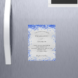 Imagem de convite de casamento azul-real de prata