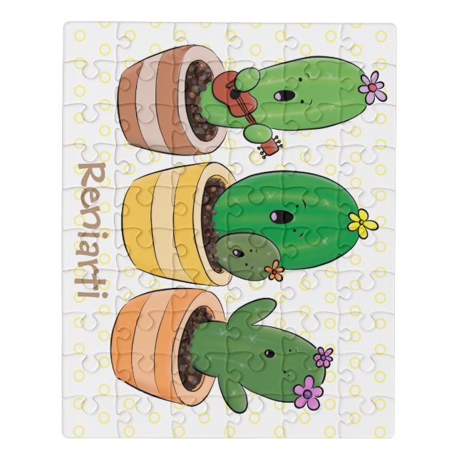 Conjunto de cactos de desenho animado conjunto bonito de cactos coloridos  de aloe com flores