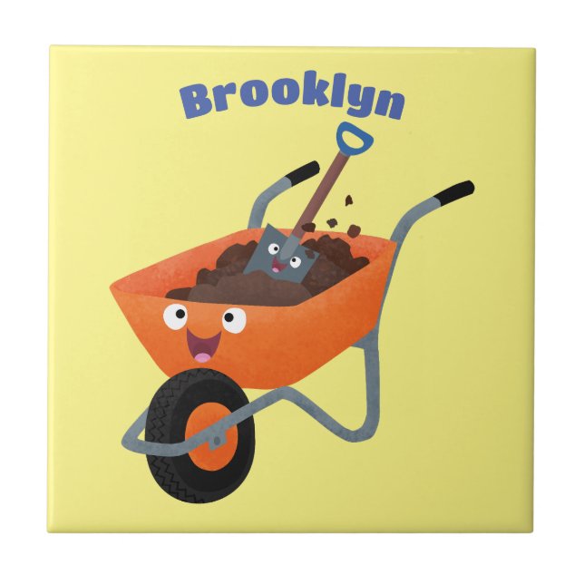 Imagem de desenho animado de carrinho de mão laran (Frente)