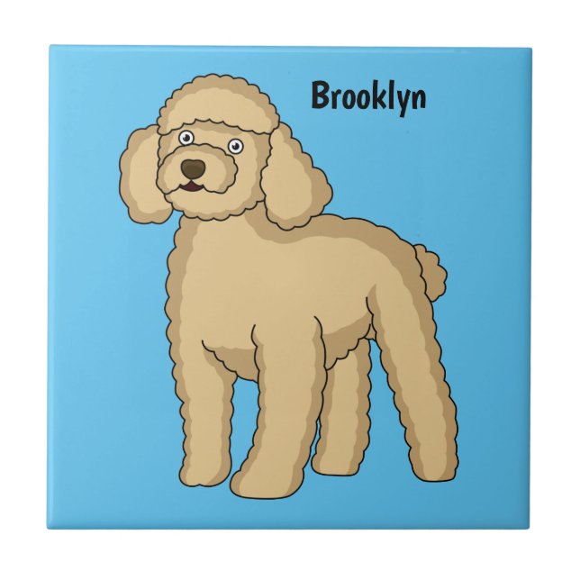 Imagem de desenho animado de poodle marrom feliz (Frente)