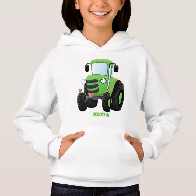 Imagem de desenho animado de trator fazenda verde- (Frente)