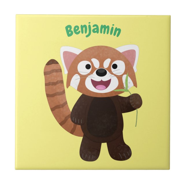 Imagem de desenho animado do panda vermelho-bonito (Frente)