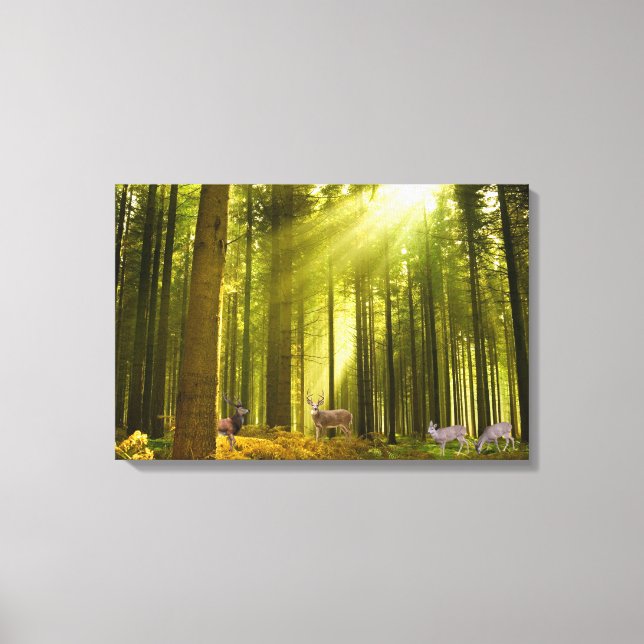 Imagem de floresta e veado para Canvas por canvas  (Frente)