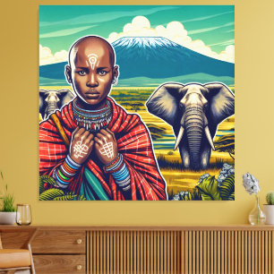IMAGEM DE PAREDE DE CANVAS DE ARTE MASAI