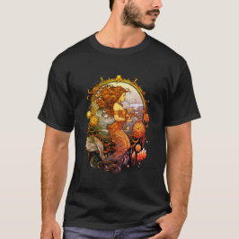 Imagem de Sereia Steampunk em uma camiseta preta d
