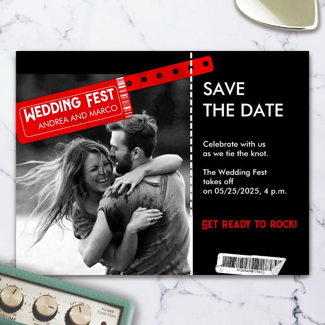 Imagem de Tíquete Rock and Roll Wedding Salvar a D (Rock and Roll Wedding Ticket Concert Save the Date)