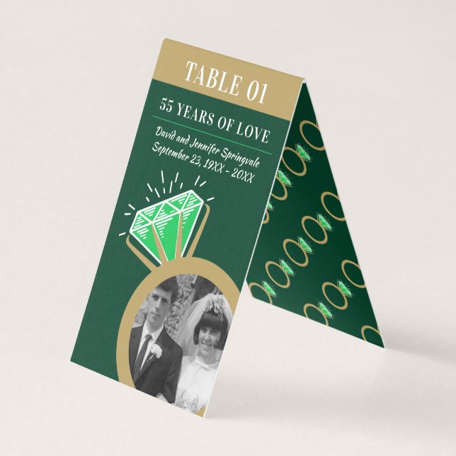 Imagem do anel dourado esmeralda do 55º aniversári (Frente)