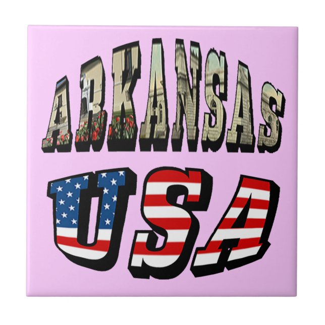Imagem do Arkansas e texto da bandeira dos EUA (Frente)